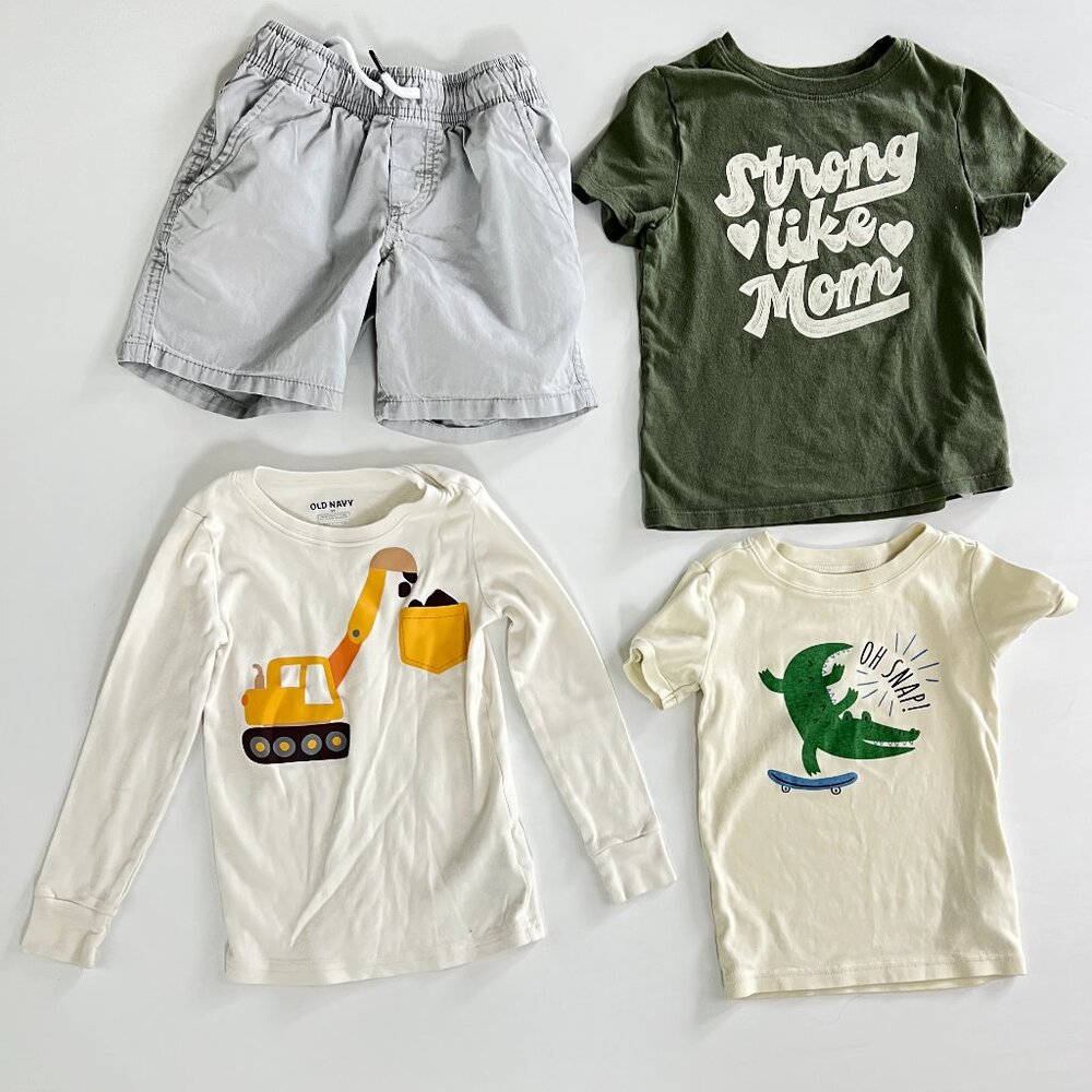 3 Old Navy Toddler Boys Long Short Sleeve Tees Tops 5T & 1 Cat & Jack Shorts 4/5